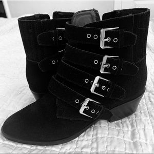 Dolce Vita Tallon Multi Buckle Booties Black Suede
